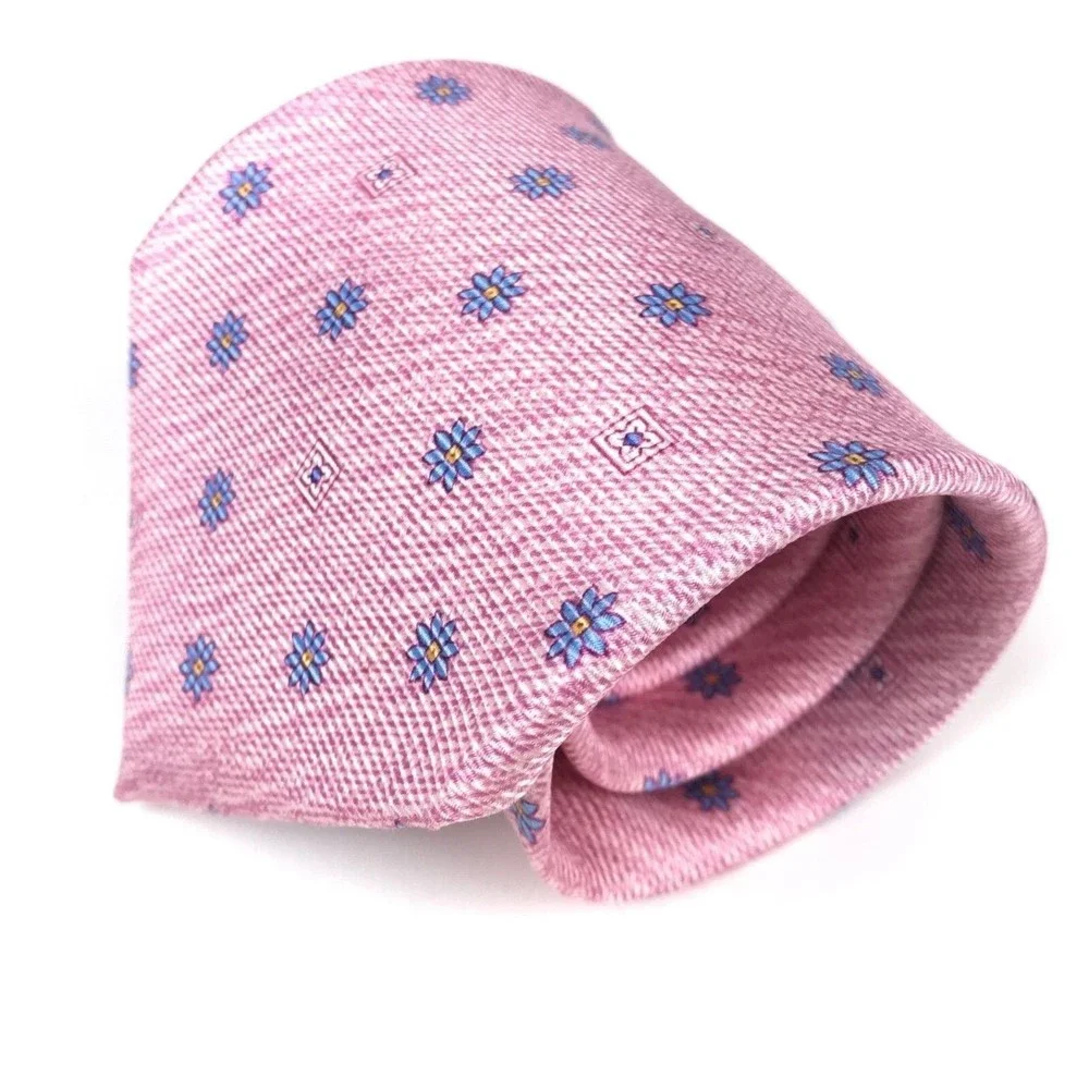 JOS. A. BANK Pink Purple Floral Flower Pattern Elegant 100% Silk Italian Necktie